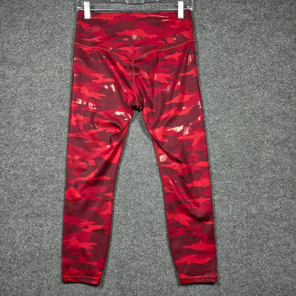 Athleta Elation Train Womens Medium Printed 7/8 Tight Holiday 2021 Red Camo Foil